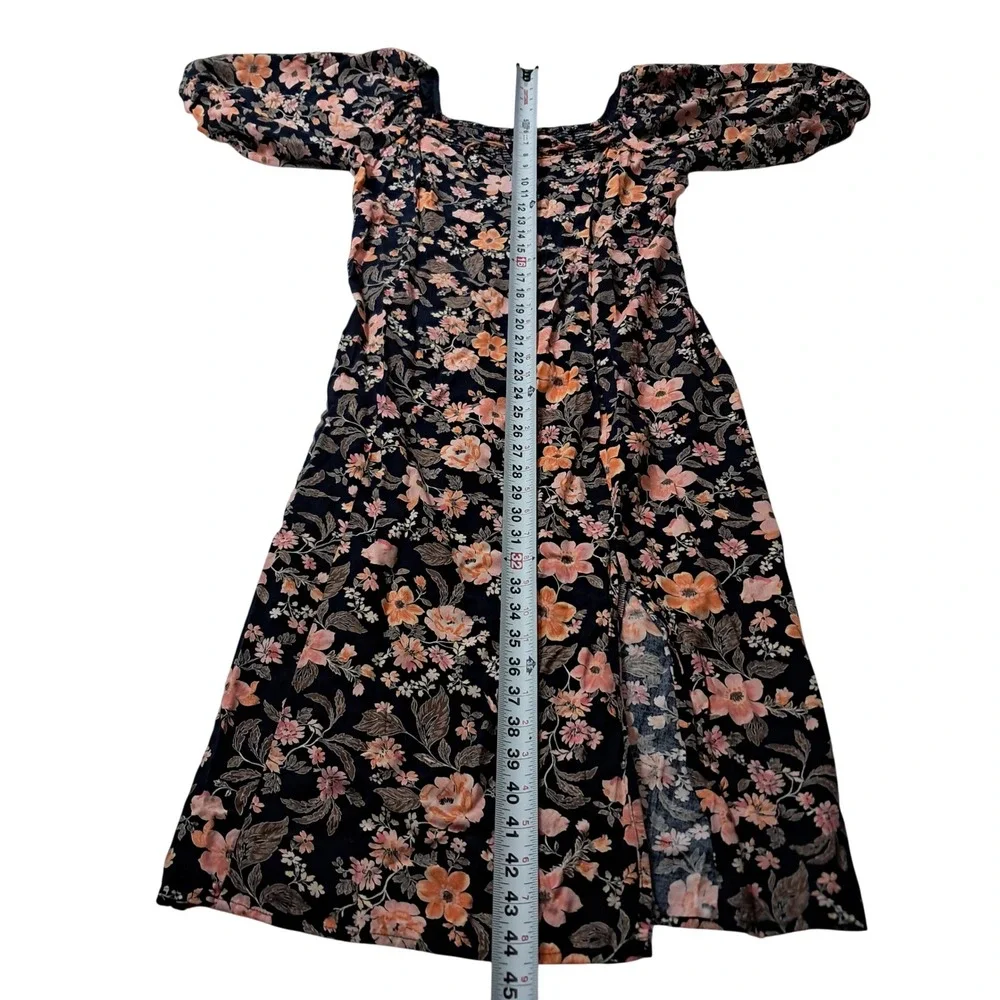 Old Navy Dress Women's Large Midi Navy Floral Puff Sleeve Smocked Feminine - Picture 12 of 12
